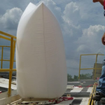 VSoxz Silica Frac Dust Filter inflates during off-loading.